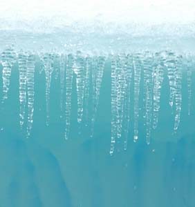 Antarctica where even the icebergs grow icicles.
